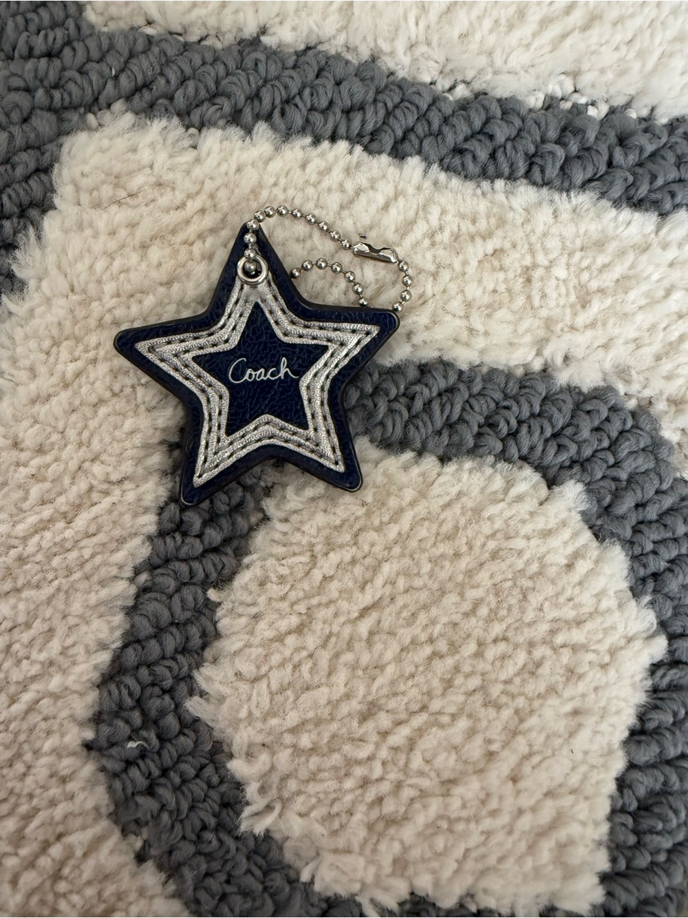 Coach Navy and Silver Star Keychain Charm Rare In Amazing Condition